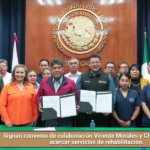 Signan convenio de colaboración Vicente Morales y CRI-Escuela para acercar servicios de rehabilitación.