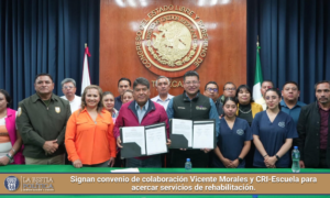 Signan convenio de colaboración Vicente Morales y CRI-Escuela para acercar servicios de rehabilitación.