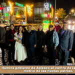 Ilumina gobierno de Apizaco el centro de la ciudad con motivo de las fiestas patrias.