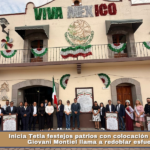 Inicia Tetla festejos patrios con colocación de bandos; Giovani Montiel llama a redoblar esfuerzos.