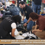 Aseguran más de 1 mdp de mercancía pirata en cuatro establecimientos de Chiautempan.