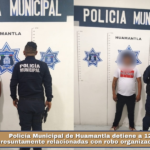 Policía Municipal de Huamantla detiene a 12 personas presuntamente relacionadas con robo organizado a comercio.
