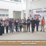 Apizaco entrega rehabilitación de plaza cívica en primaria Benito Juárez.