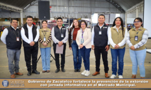 Gobierno de Zacatelco fortalece la prevención de la extorsión con jornada informativa en el Mercado Municipal.
