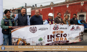Dan banderazo de inicio a repavimentación de avenida Moctezuma en Apizaco; inversión supera los 5 mdp.