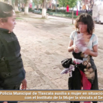 Policía Municipal de Tlaxcala auxilia a mujer en situación de calle y junto con el Instituto de la Mujer la vincula al Sedif.