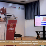 Realiza SSC 162 puestas a disposición, detiene a 70 personas y recupera 99 vehículos en agosto.