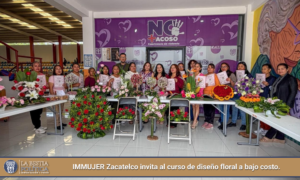 IMMUJER Zacatelco invita al curso de diseño floral a bajo costo.