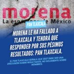 Morena le ha fallado a Tlaxcala y tendrá que responder por sus pésimos resultados: PAN Tlaxcala. 