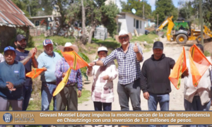 Giovani Montiel López impulsa la modernización de la calle Independencia en Chiautzingo con una inversión de 1.3 millones de pesos.