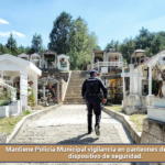 Mantiene Policía Municipal vigilancia en panteones de Tlaxcala con dispositivo de seguridad.