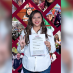 Lupita Cuamatzi se registra para buscar coordinación municipal de Morena en Contla.