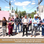 Ayuntamiento de Tlaxcala renueva drenaje sanitario en San Gabriel Cuauhtla tras 40 años de servicio.
