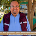 Juan Pablo Morales Rico analiza registrarse por la coordinación municipal de Morena en Apizaco; de hacerlo, pedirá licencia.