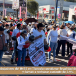 Trabajadores del IMSS en Tlaxcala cuestionan legalidad de consulta salarial y llaman a rechazar aumento de 2.9%.