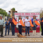 Presidenta Rocío Meléndez Pluma impulsa la construcción de la red de drenaje sanitario en el barrio de Tetela.