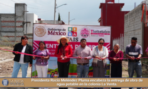 Presidenta Rocío Meléndez Pluma encabeza la entrega de obra de agua potable en la colonia La Venta.