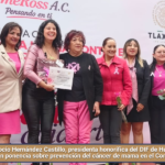 Rocío Hernández Castillo, presidenta honorífica del DIF de Huamantla, participa en ponencia sobre prevención del cáncer de mama en el Congreso del Estado.