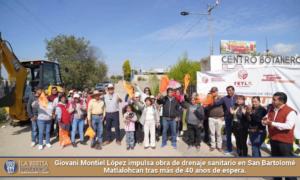 Giovani Montiel López impulsa obra de drenaje sanitario en San Bartolomé Matlalohcan tras más de 40 años de espera.