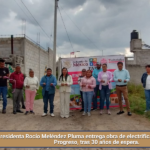 Presidenta Rocío Meléndez Pluma entrega obra de electrificación en la colonia Progreso, tras 30 años de espera.