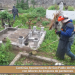 Continúa Ayuntamiento de San Pablo del Monte con labores de limpieza de panteones.