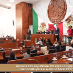 Aprueba LXV Legislatura 13 Leyes de Ingresos municipales para el ejercicio fiscal 2027.