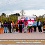 Presidenta Rocío Meléndez Pluma encabeza entrega de más de 1,600 m² de adoquinamiento en Comalteopan.