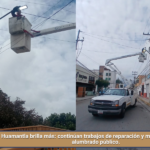 Huamantla brilla más: continúan trabajos de reparación y mantenimiento de alumbrado público.