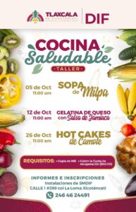 Lanza Ayuntamiento de Tlaxcala convocatoria para participar en el taller de “Cocina saludable”.