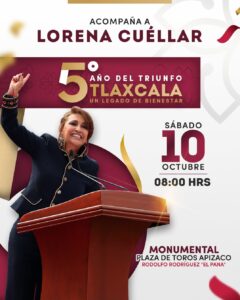 Lorena Cuéllar conmemorará cinco años de su triunfo electoral en Apizaco